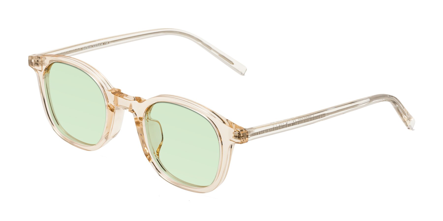 Angle of Cambridge in Champagne with Light Green Tinted Lenses