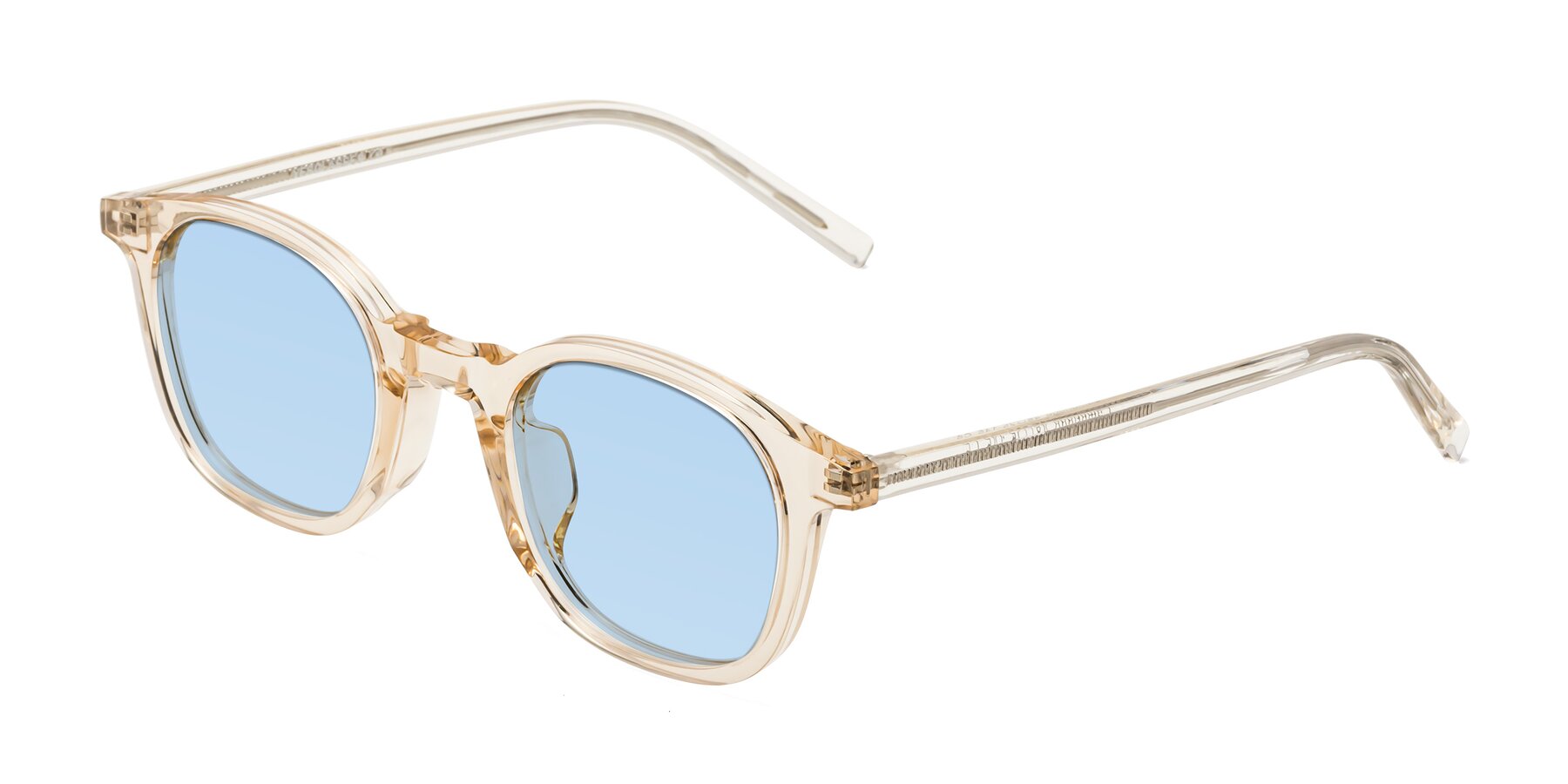 Angle of Cambridge in Champagne with Light Blue Tinted Lenses