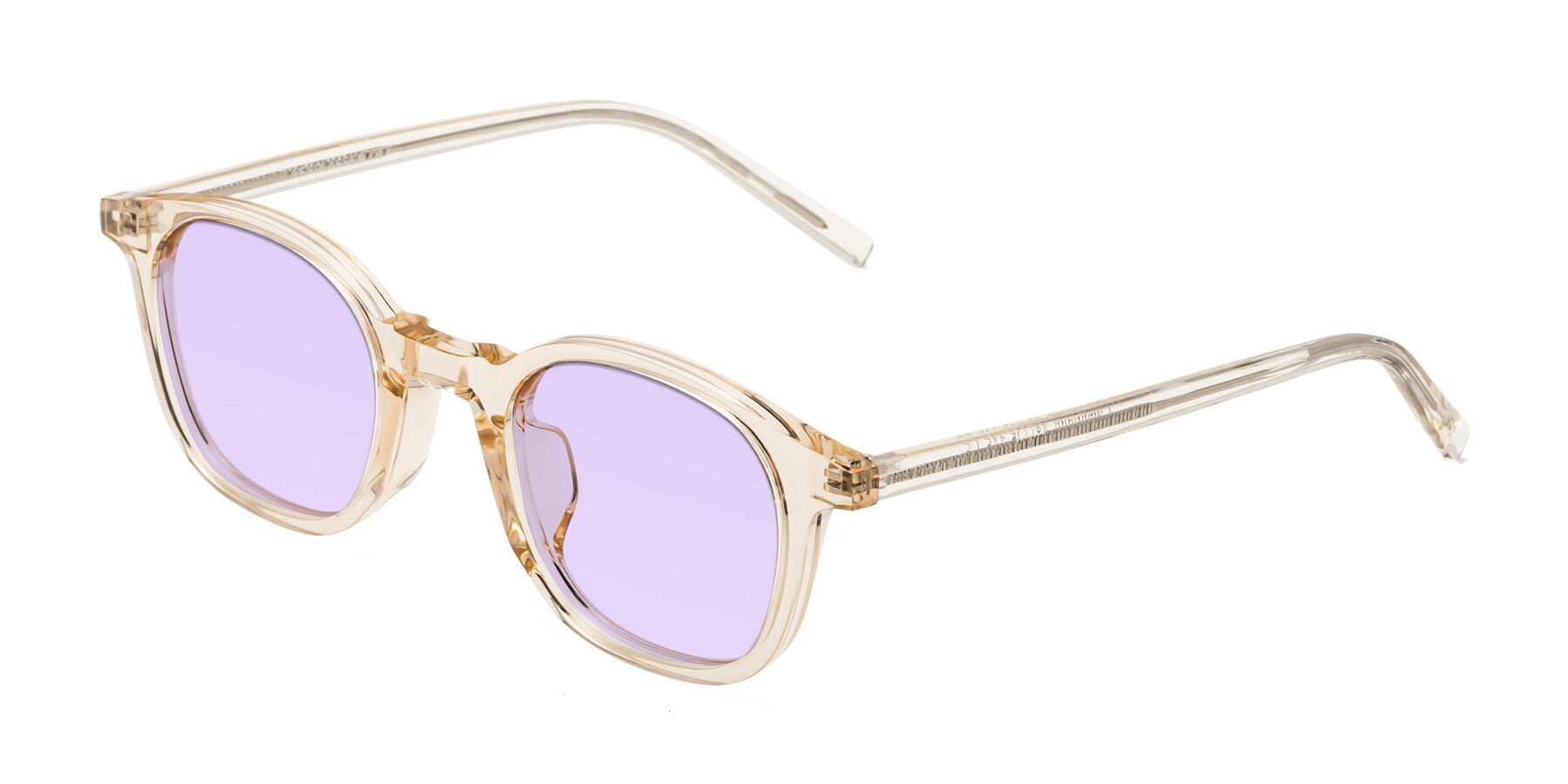 Angle of Cambridge in Champagne with Light Purple Tinted Lenses