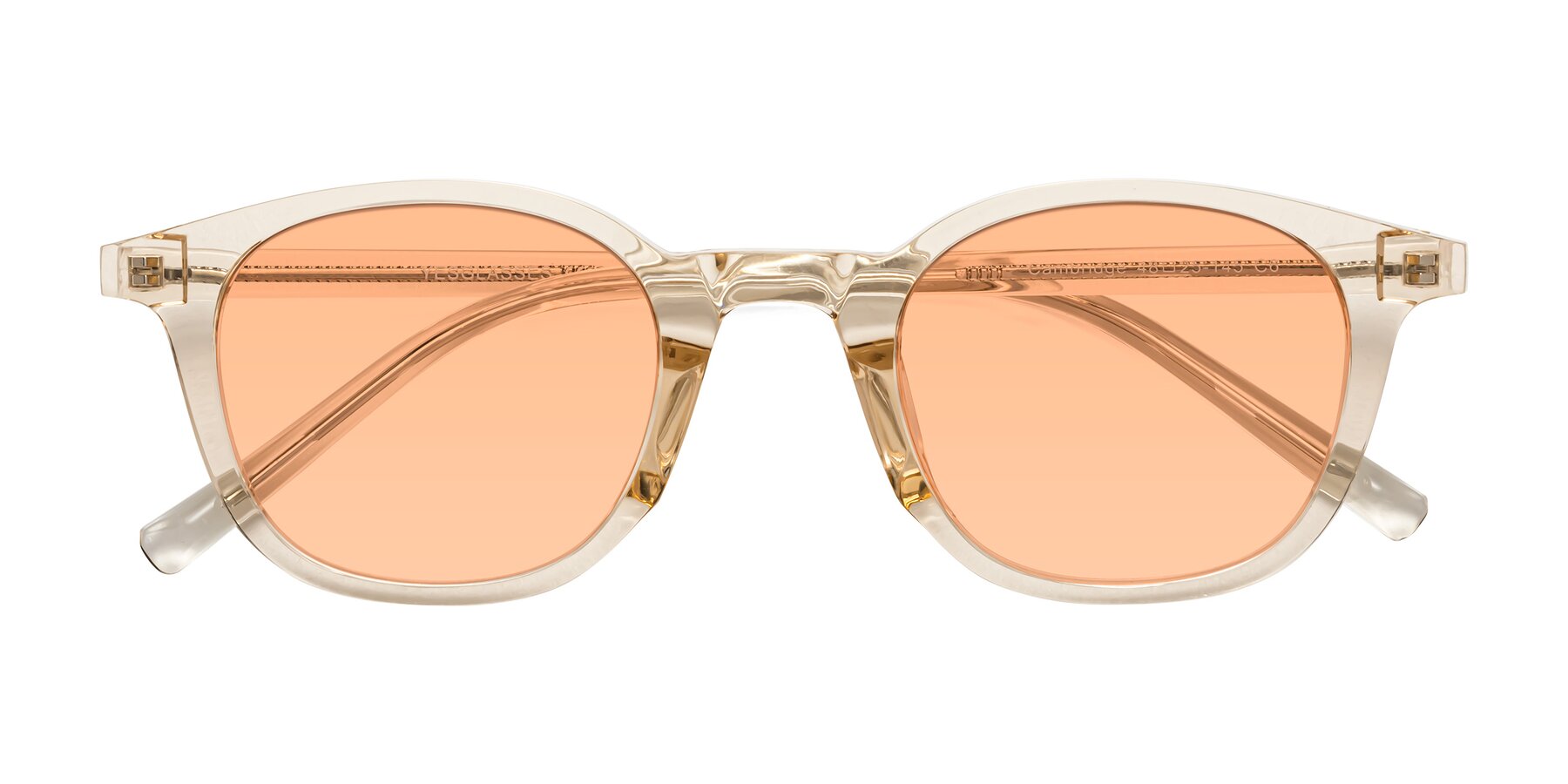 Folded Front of Cambridge in Champagne with Light Orange Tinted Lenses