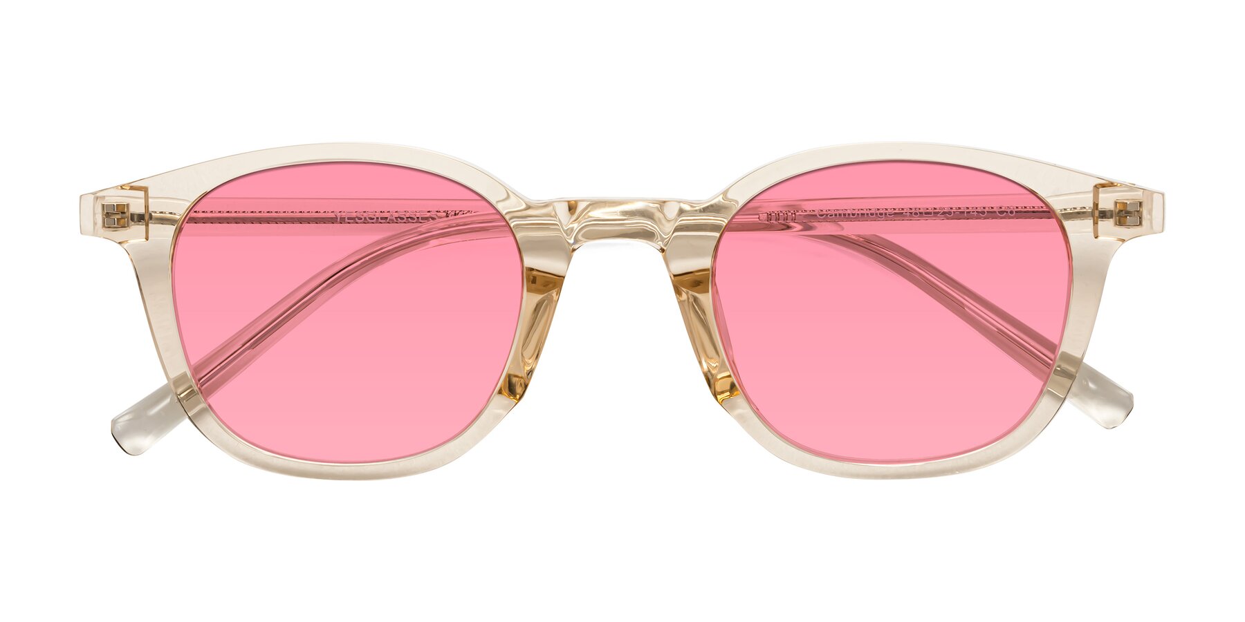 Folded Front of Cambridge in Champagne with Pink Tinted Lenses
