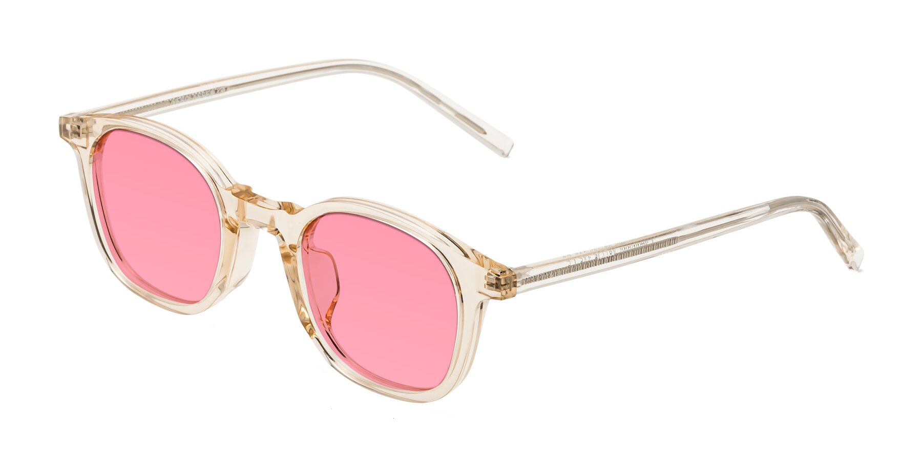 Angle of Cambridge in Champagne with Pink Tinted Lenses
