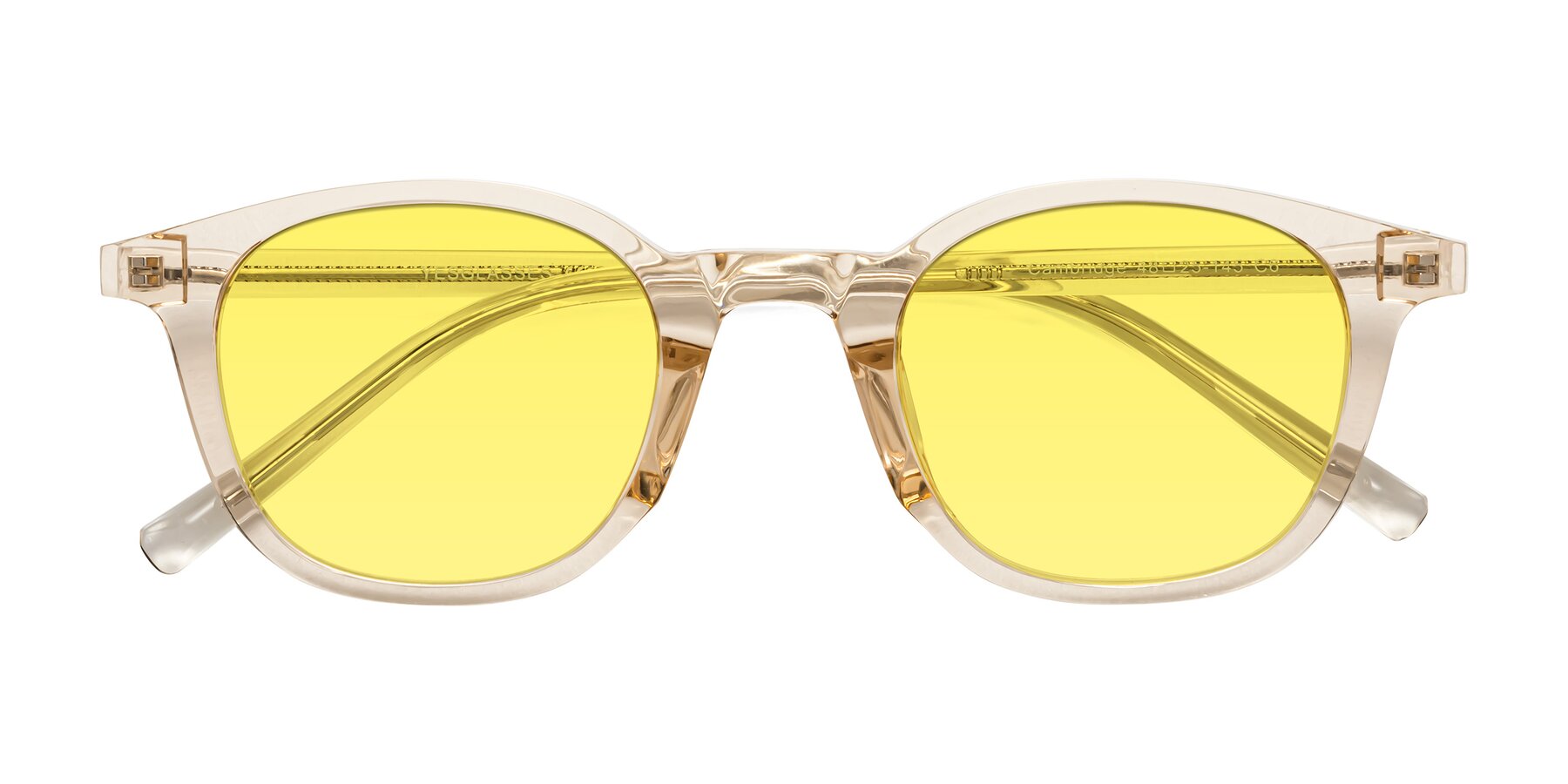 Folded Front of Cambridge in Champagne with Medium Yellow Tinted Lenses