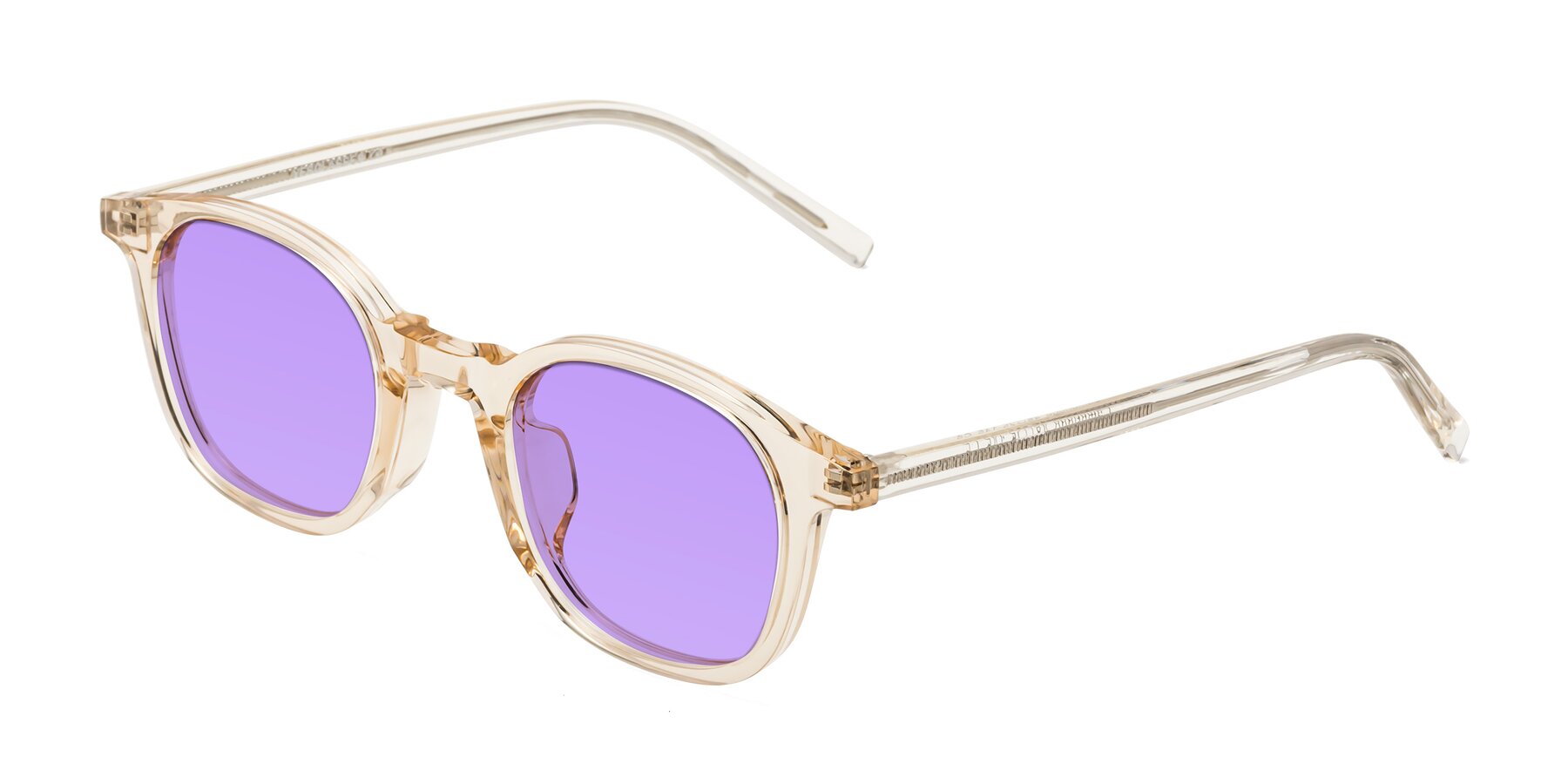 Angle of Cambridge in Champagne with Medium Purple Tinted Lenses