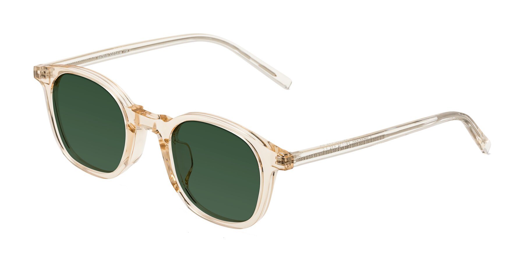 Angle of Cambridge in Champagne with Green Tinted Lenses