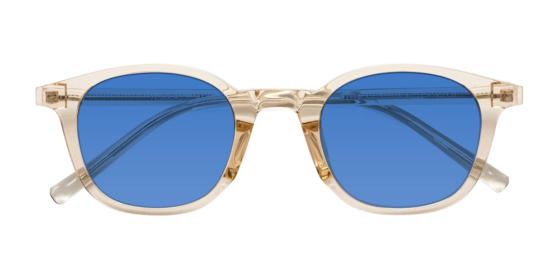 Folded Front of Cambridge in Champagne with Blue Tinted Lenses