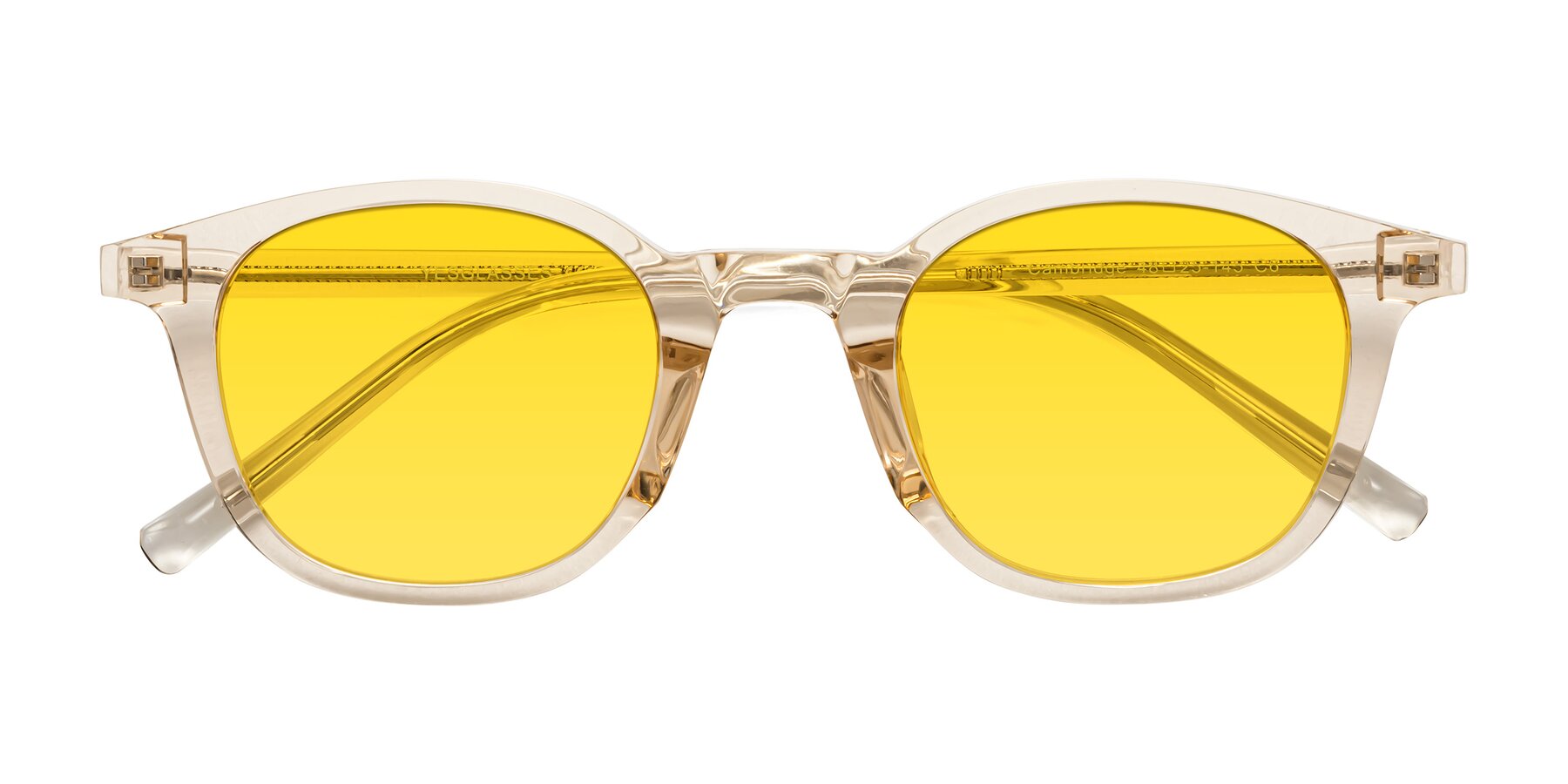 Folded Front of Cambridge in Champagne with Yellow Tinted Lenses