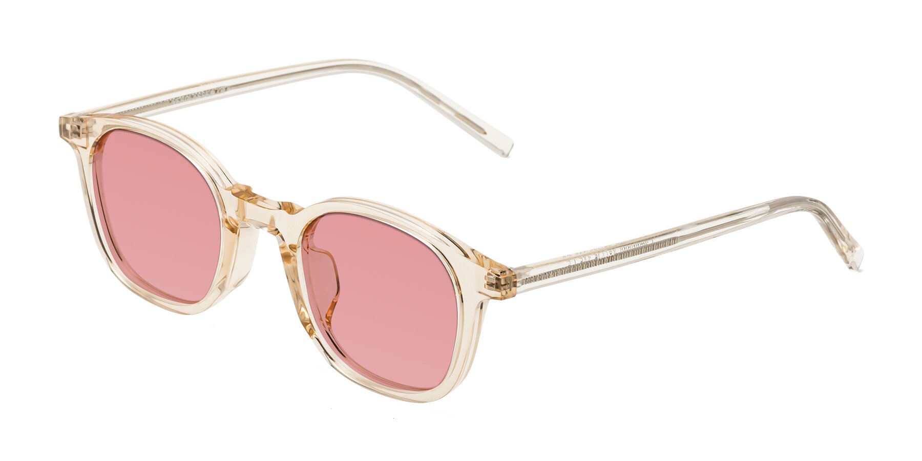Angle of Cambridge in Champagne with Medium Garnet Tinted Lenses