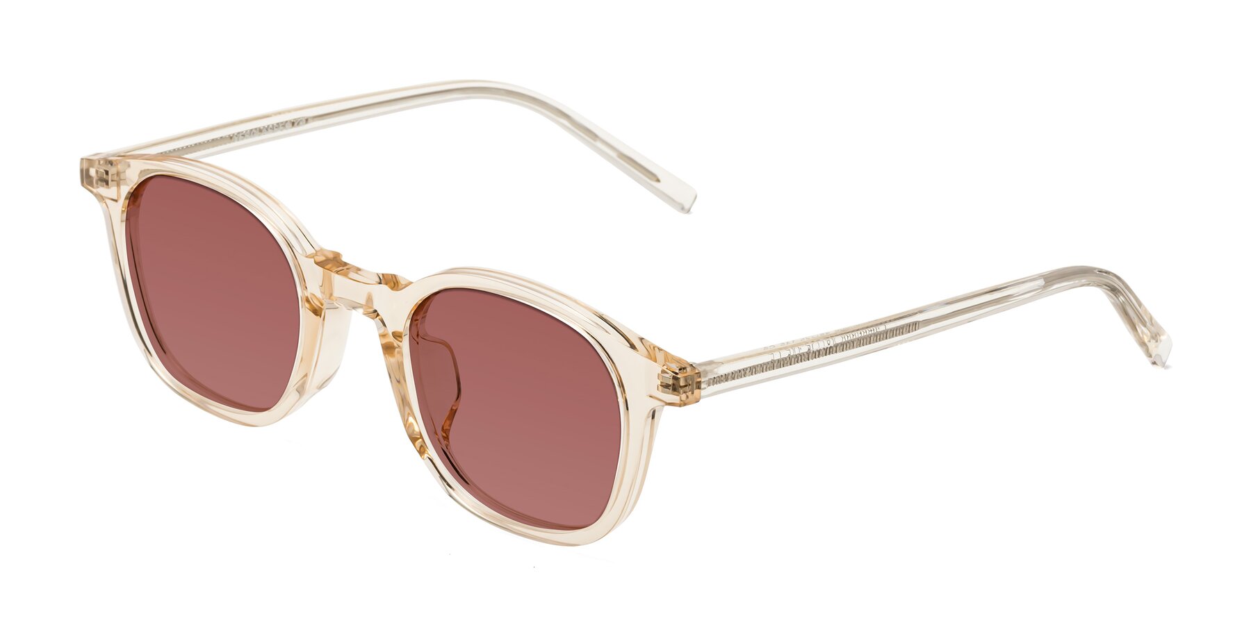 Angle of Cambridge in Champagne with Garnet Tinted Lenses