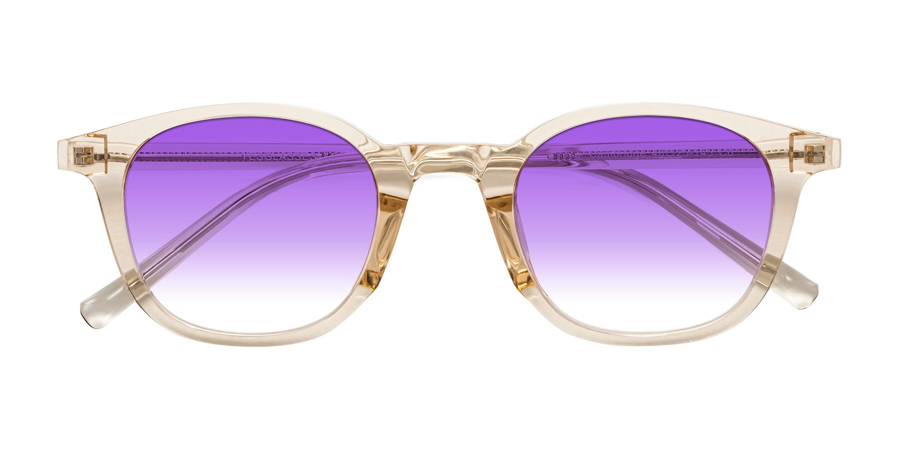 Folded Front of Cambridge in Champagne with Purple Gradient Lenses