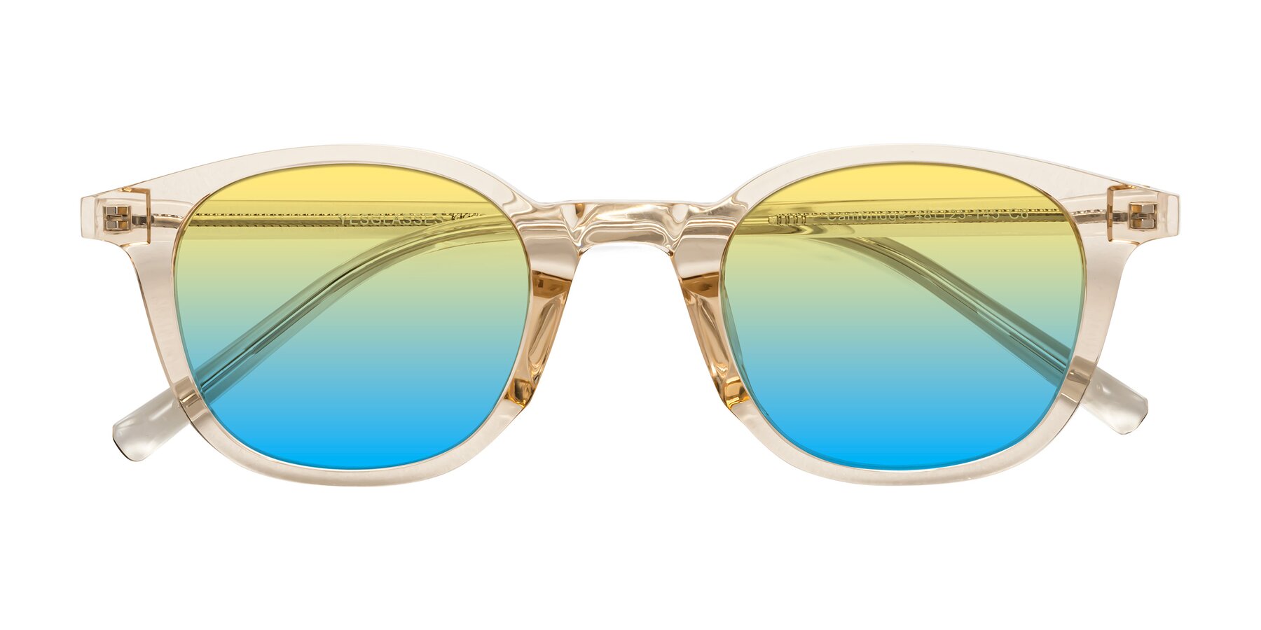 Folded Front of Cambridge in Champagne with Yellow / Blue Gradient Lenses