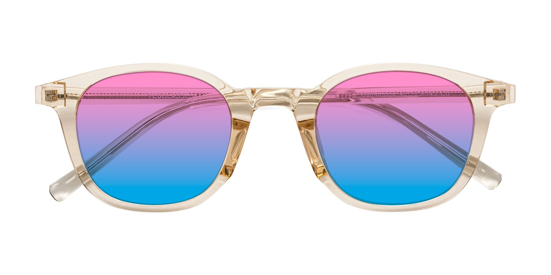 Folded Front of Cambridge in Champagne with Pink / Blue Gradient Lenses