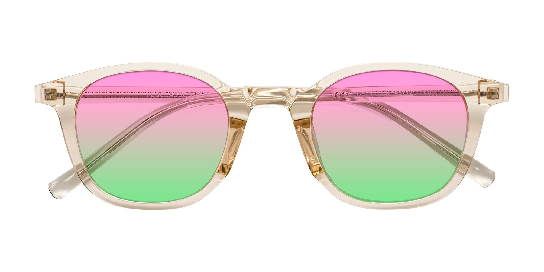 Folded Front of Cambridge in Champagne with Pink / Green Gradient Lenses