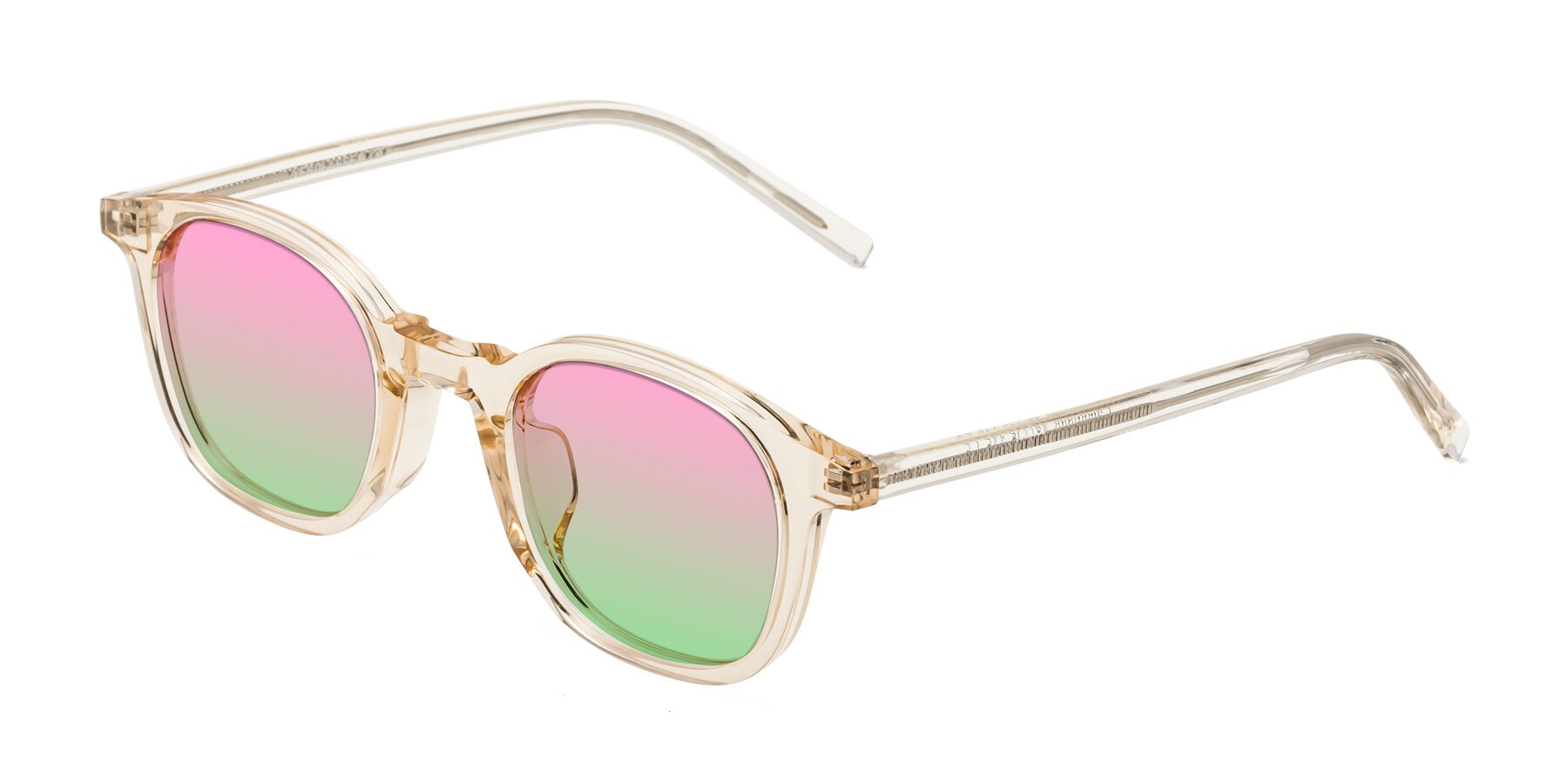 Angle of Cambridge in Champagne with Pink / Green Gradient Lenses