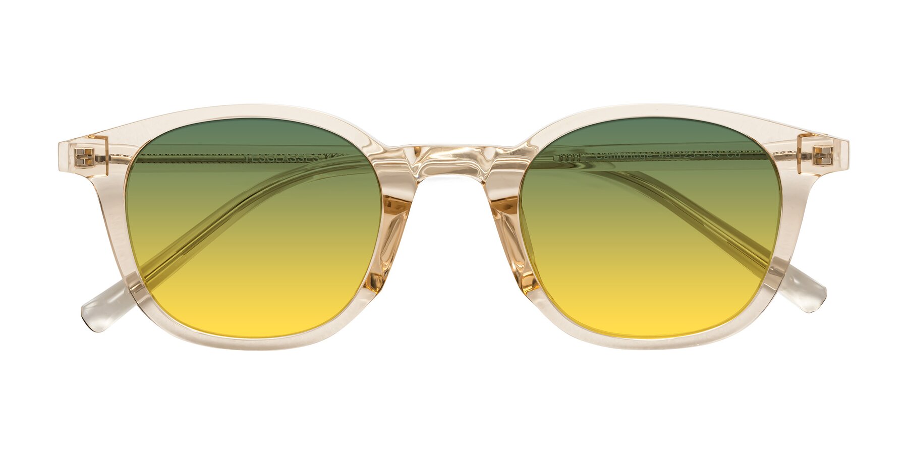 Folded Front of Cambridge in Champagne with Green / Yellow Gradient Lenses
