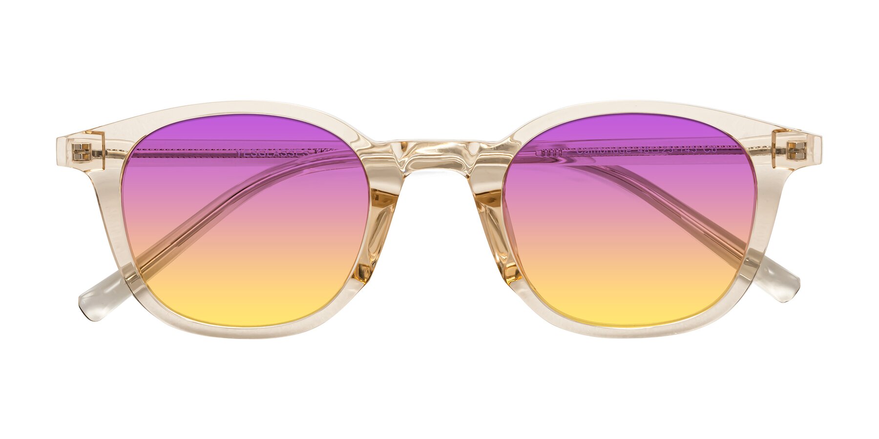 Folded Front of Cambridge in Champagne with Purple / Yellow Gradient Lenses