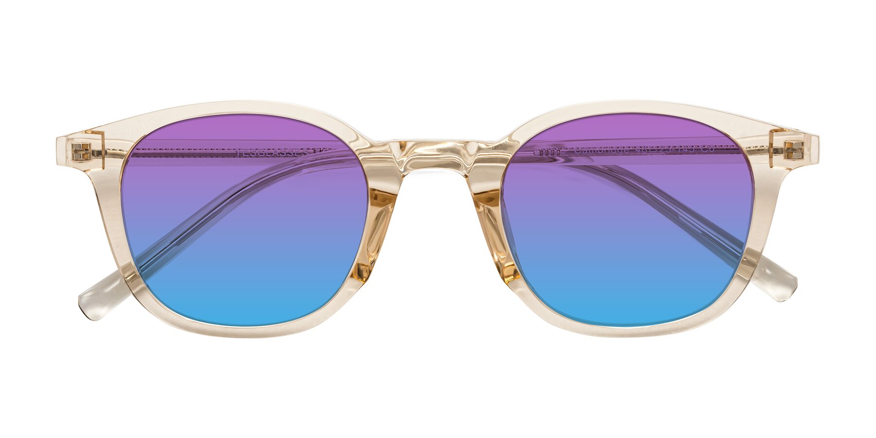 Folded Front of Cambridge in Champagne with Purple / Blue Gradient Lenses