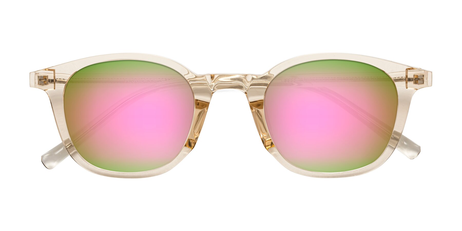 Folded Front of Cambridge in Champagne with Pink Mirrored Lenses