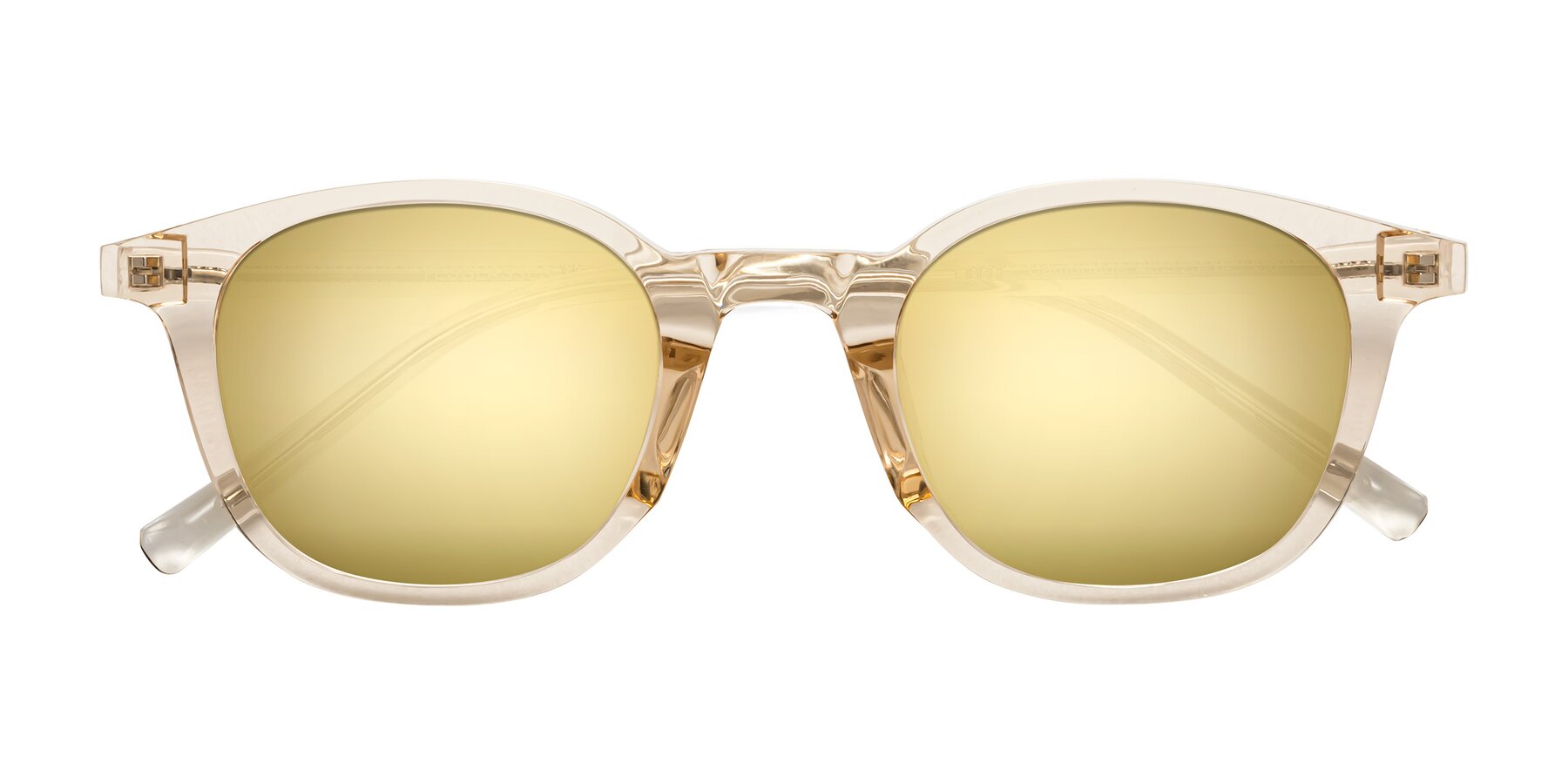 Folded Front of Cambridge in Champagne with Gold Mirrored Lenses