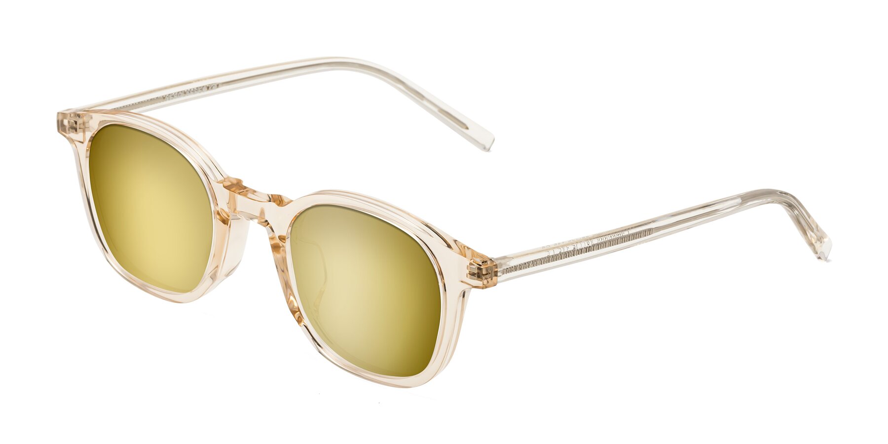 Angle of Cambridge in Champagne with Gold Mirrored Lenses