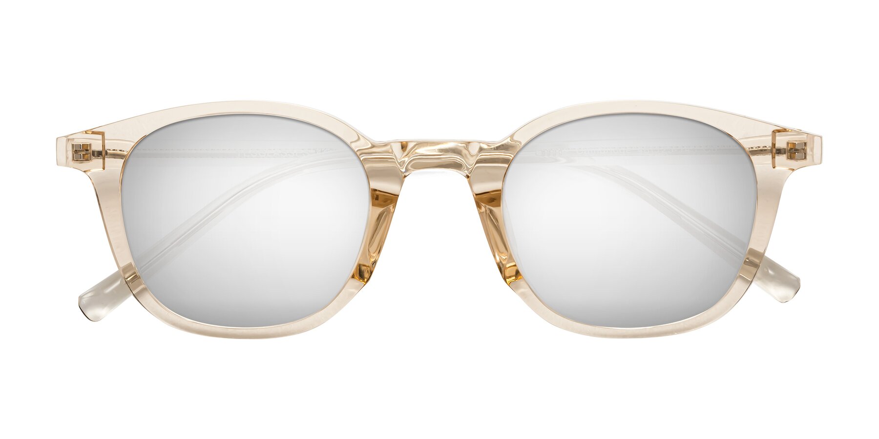 Folded Front of Cambridge in Champagne with Silver Mirrored Lenses