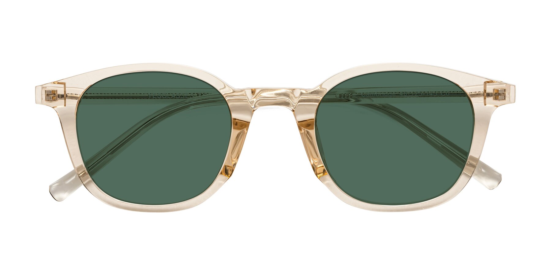 Folded Front of Cambridge in Champagne with Green Polarized Lenses