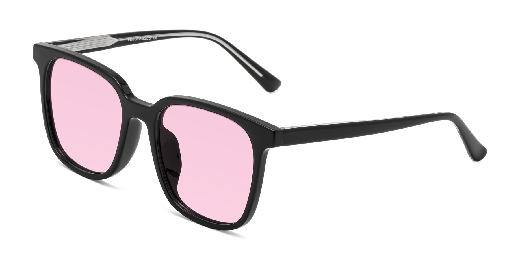 Angle of Jasmine in Black with Light Pink Tinted Lenses