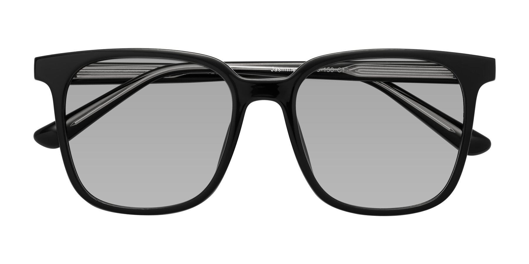Folded Front of Jasmine in Black with Light Gray Tinted Lenses
