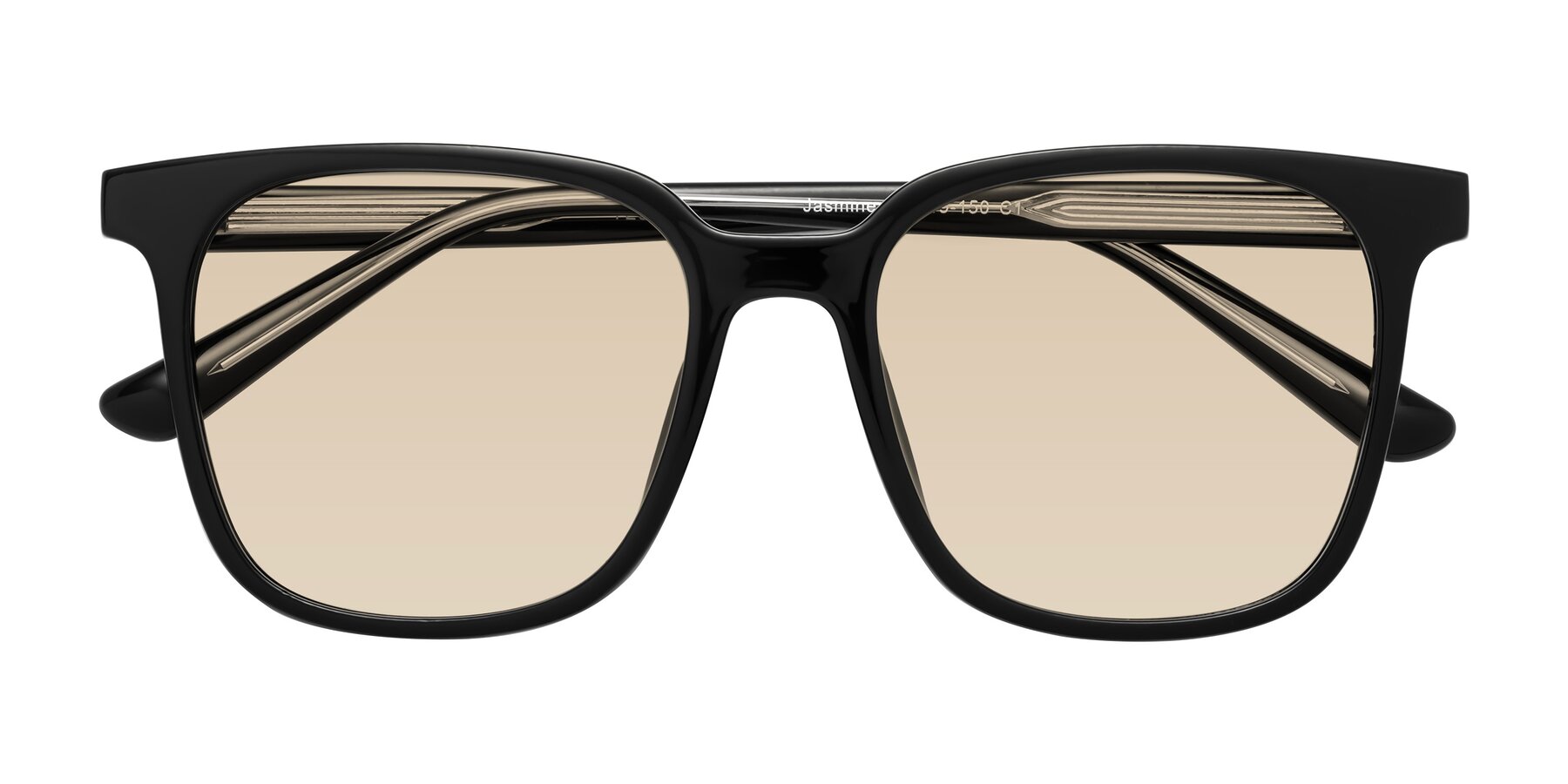 Folded Front of Jasmine in Black with Light Brown Tinted Lenses
