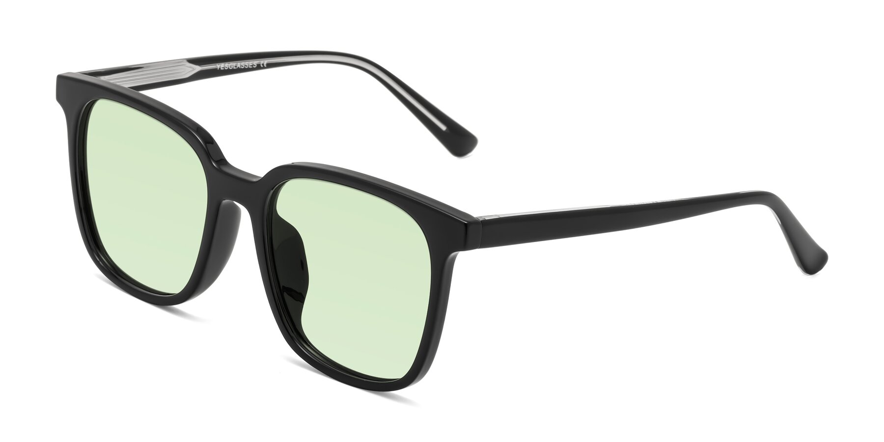 Angle of Jasmine in Black with Light Green Tinted Lenses