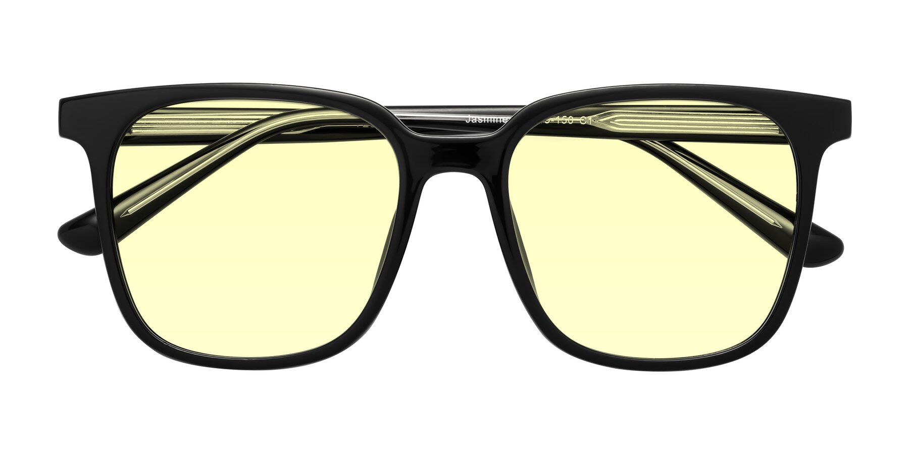 Folded Front of Jasmine in Black with Light Yellow Tinted Lenses