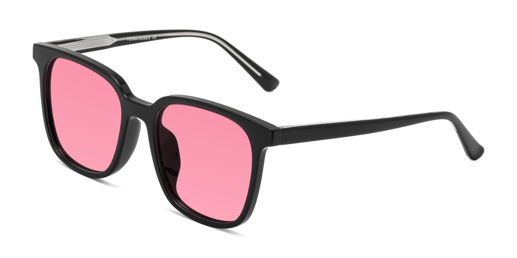Angle of Jasmine in Black with Pink Tinted Lenses
