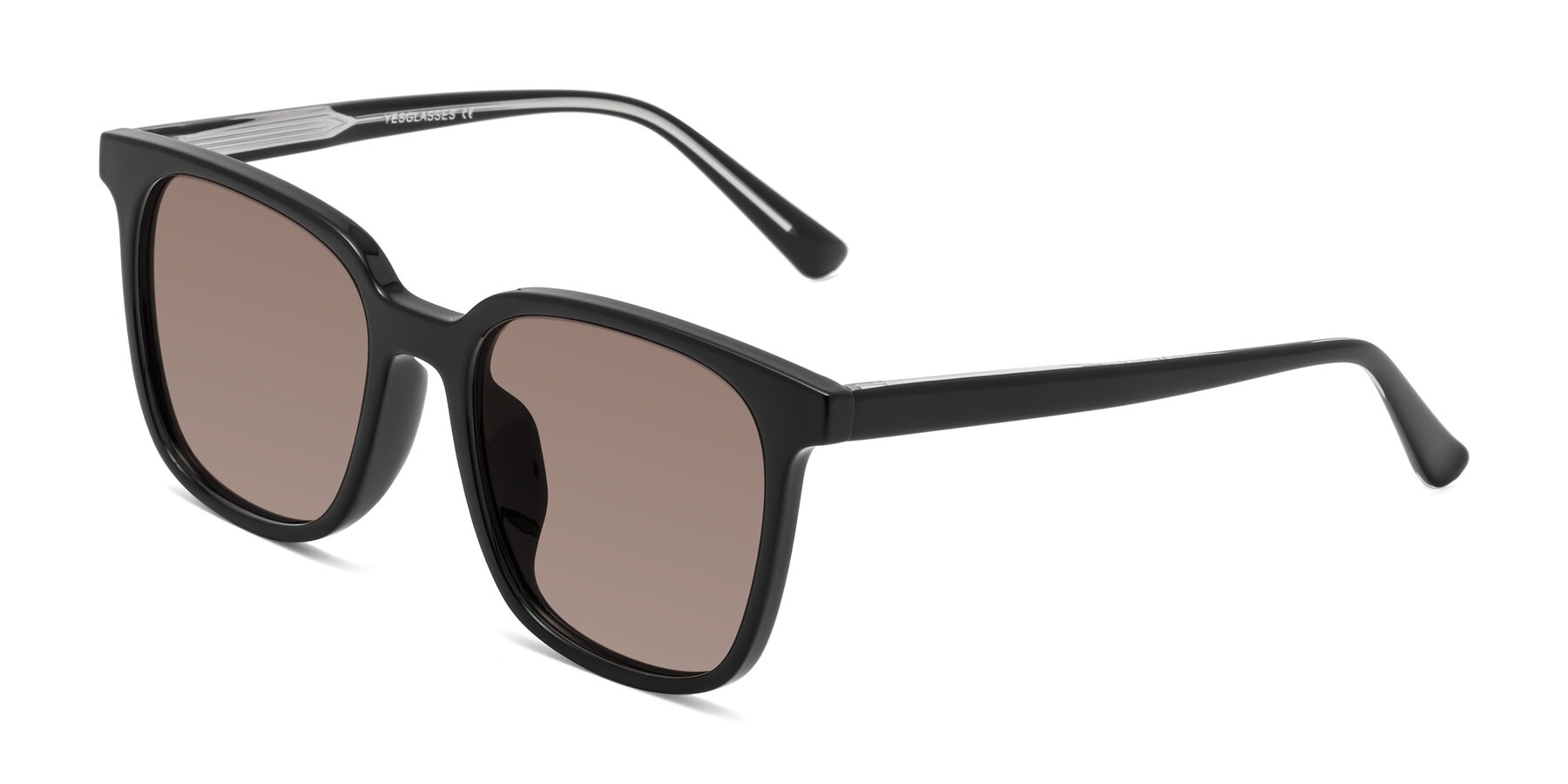 Angle of Jasmine in Black with Medium Brown Tinted Lenses