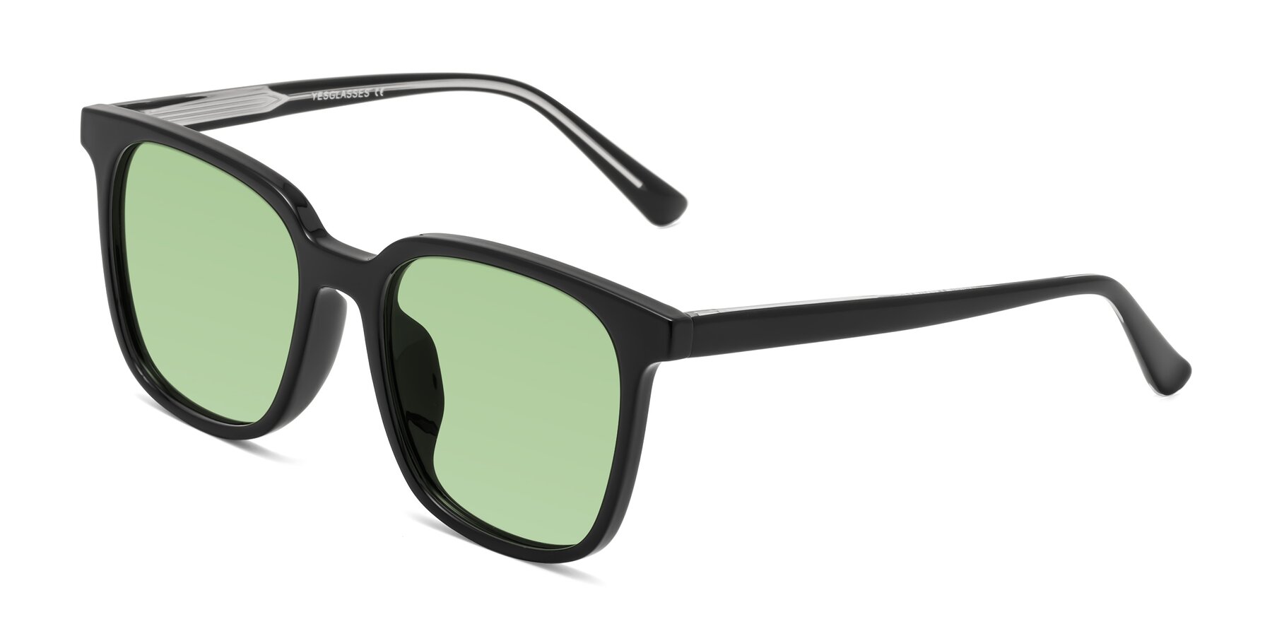 Angle of Jasmine in Black with Medium Green Tinted Lenses