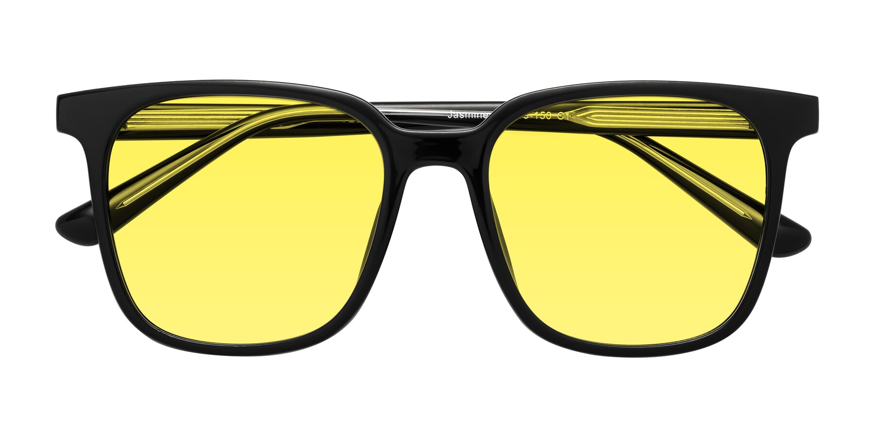 Folded Front of Jasmine in Black with Medium Yellow Tinted Lenses