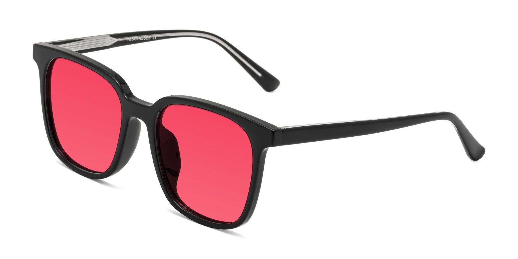Angle of Jasmine in Black with Red Tinted Lenses