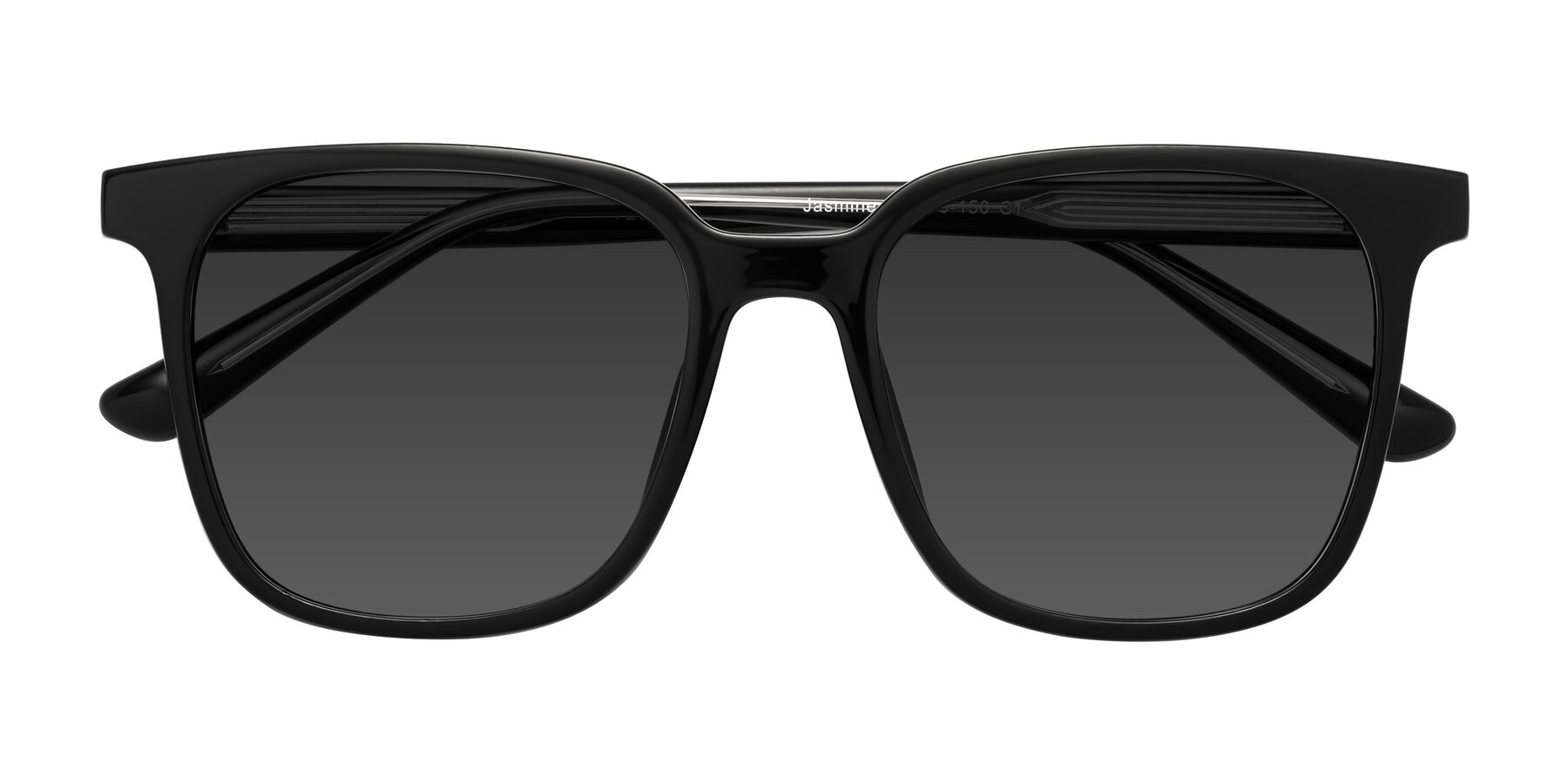 Folded Front of Jasmine in Black with Gray Tinted Lenses