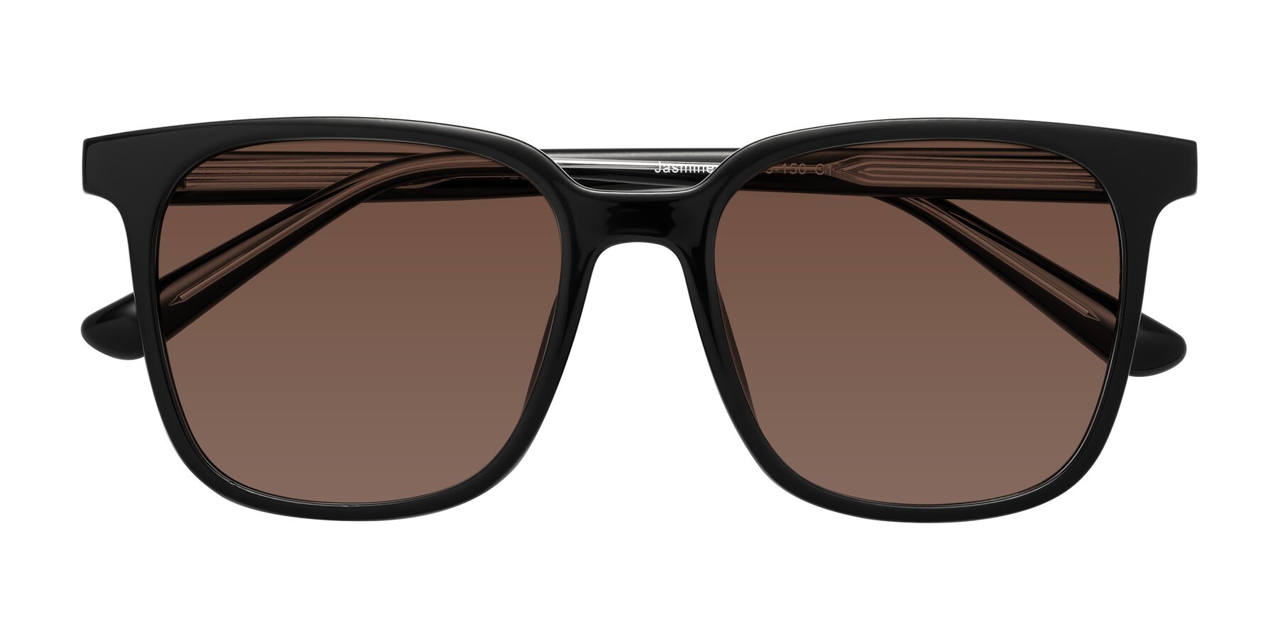 Folded Front of Jasmine in Black with Brown Tinted Lenses