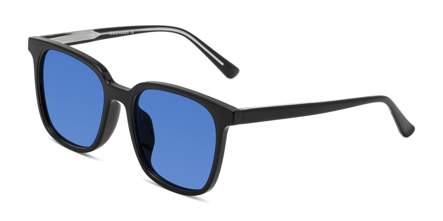 Angle of Jasmine in Black with Blue Tinted Lenses