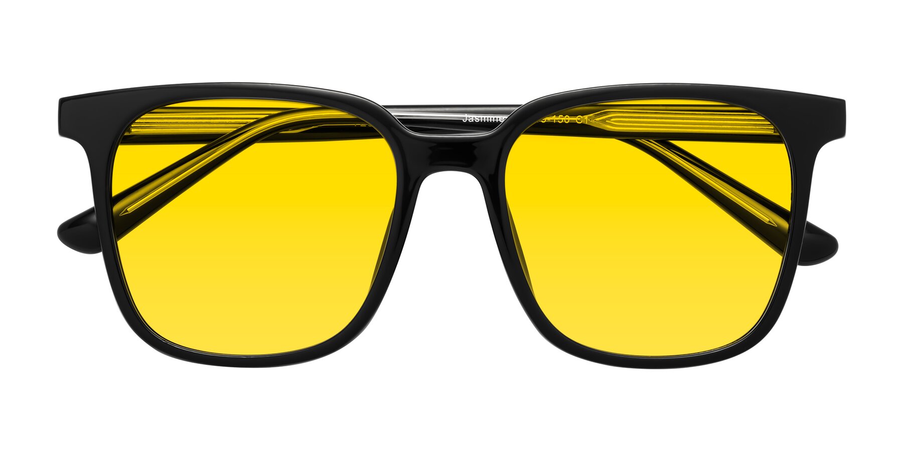 Folded Front of Jasmine in Black with Yellow Tinted Lenses