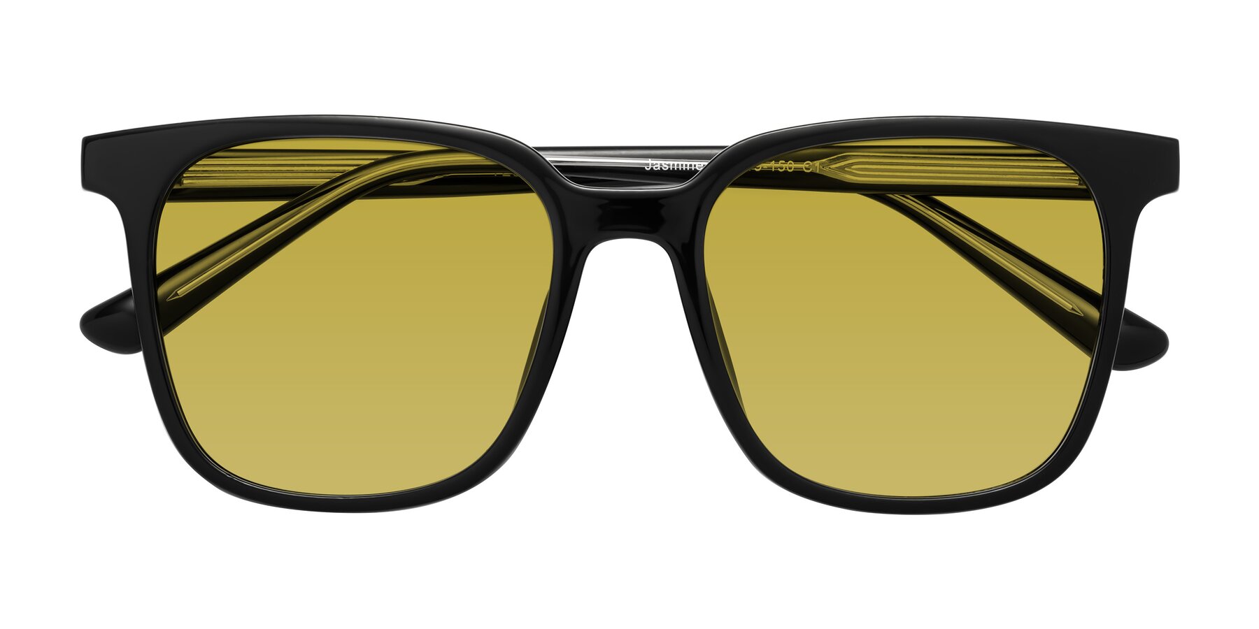 Folded Front of Jasmine in Black with Champagne Tinted Lenses
