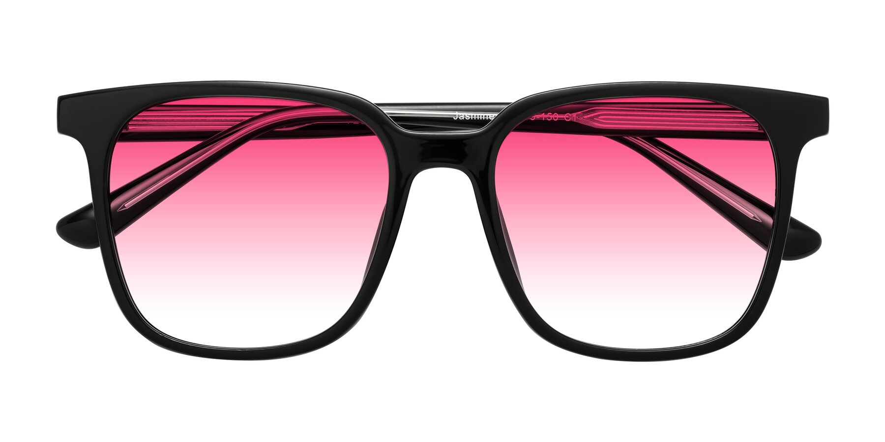 Folded Front of Jasmine in Black with Pink Gradient Lenses