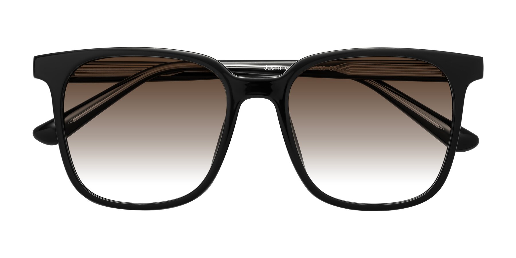 Folded Front of Jasmine in Black with Brown Gradient Lenses