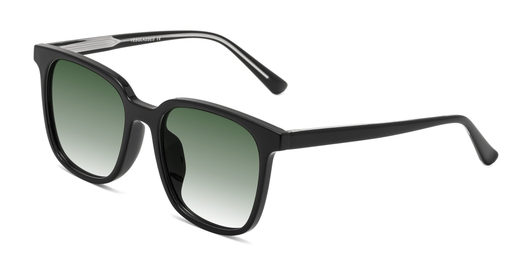 Angle of Jasmine in Black with Green Gradient Lenses