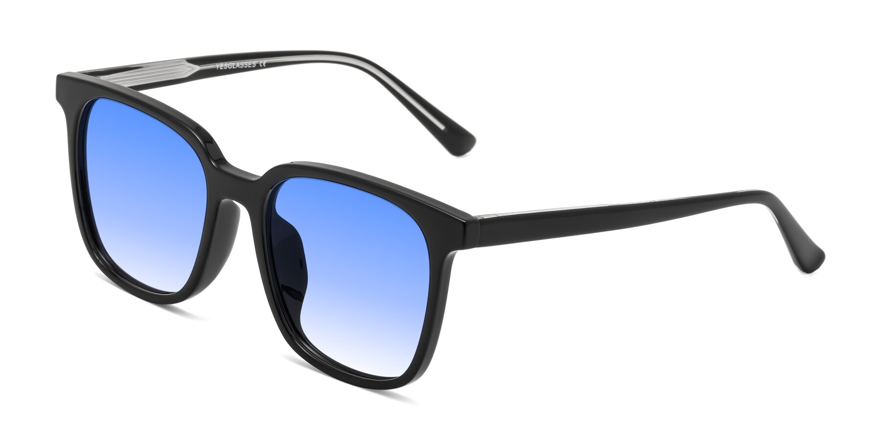 Angle of Jasmine in Black with Blue Gradient Lenses