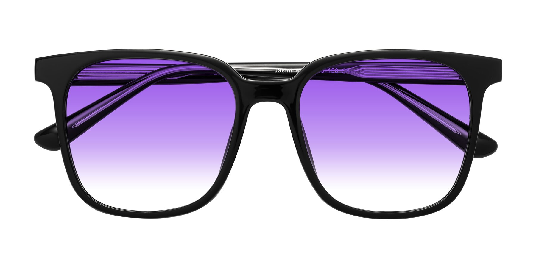 Folded Front of Jasmine in Black with Purple Gradient Lenses