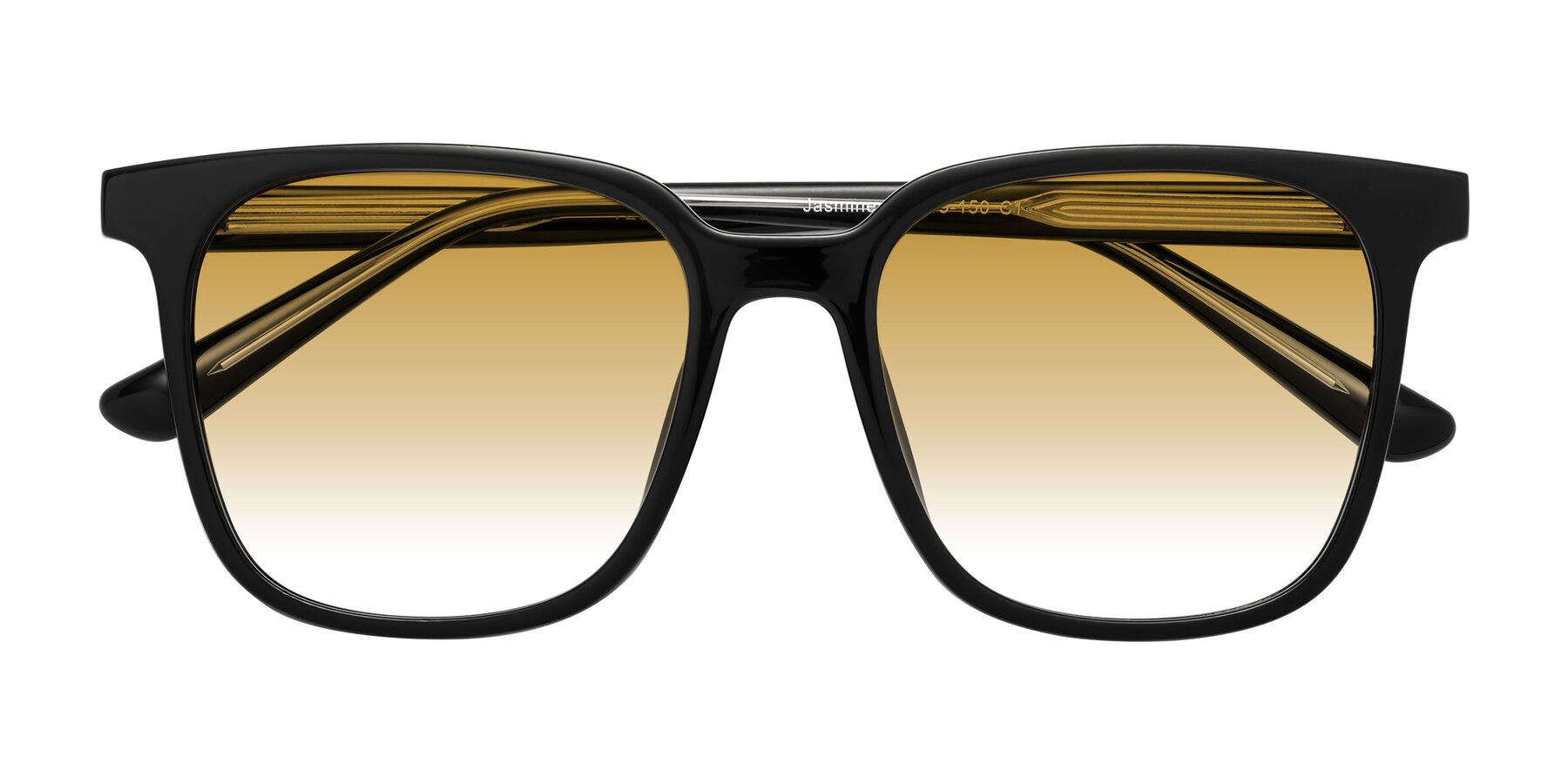 Folded Front of Jasmine in Black with Champagne Gradient Lenses