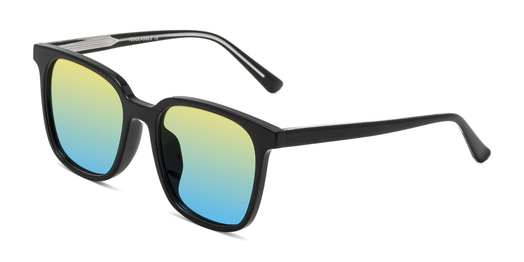 Angle of Jasmine in Black with Yellow / Blue Gradient Lenses