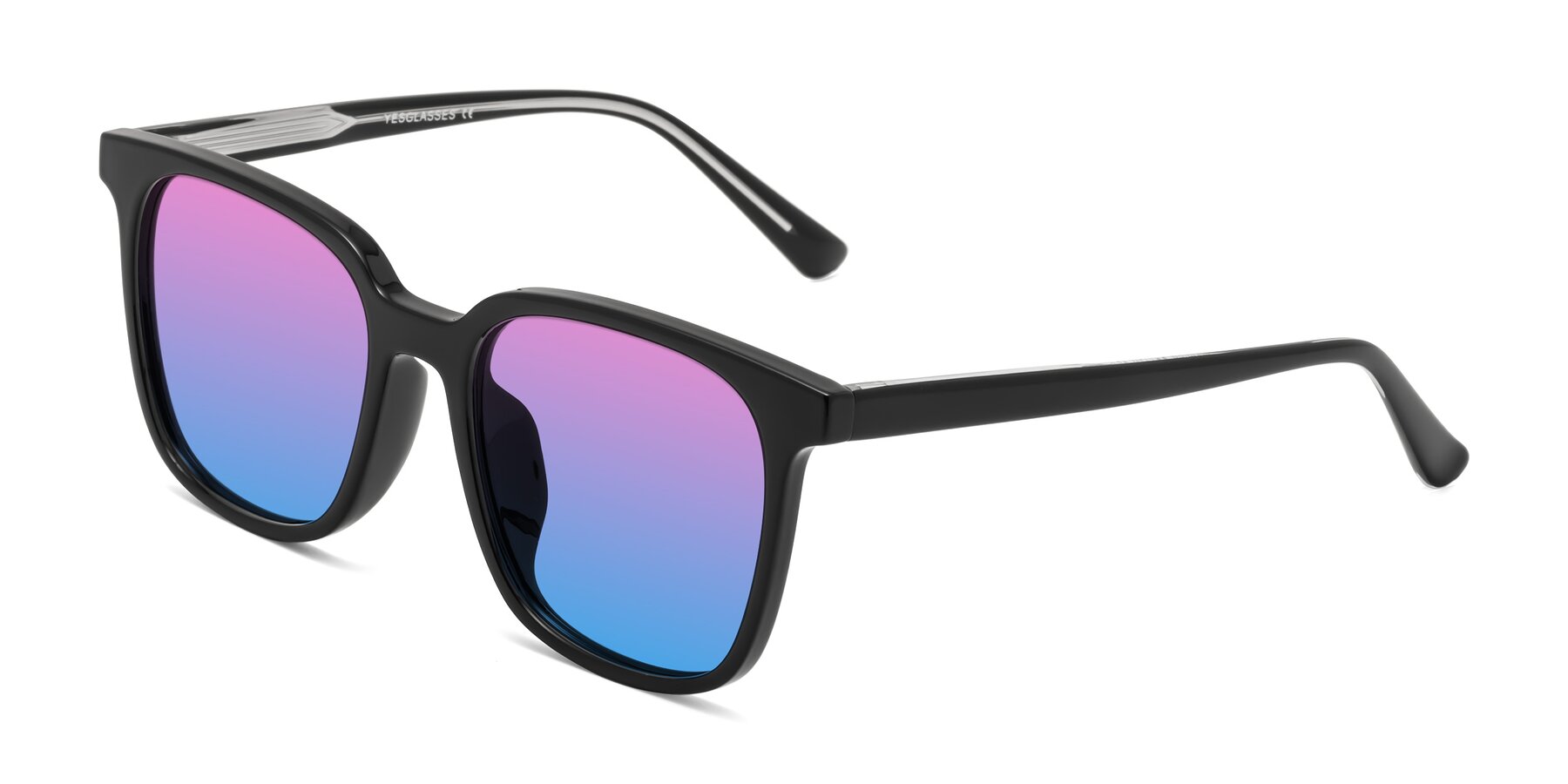 Angle of Jasmine in Black with Pink / Blue Gradient Lenses