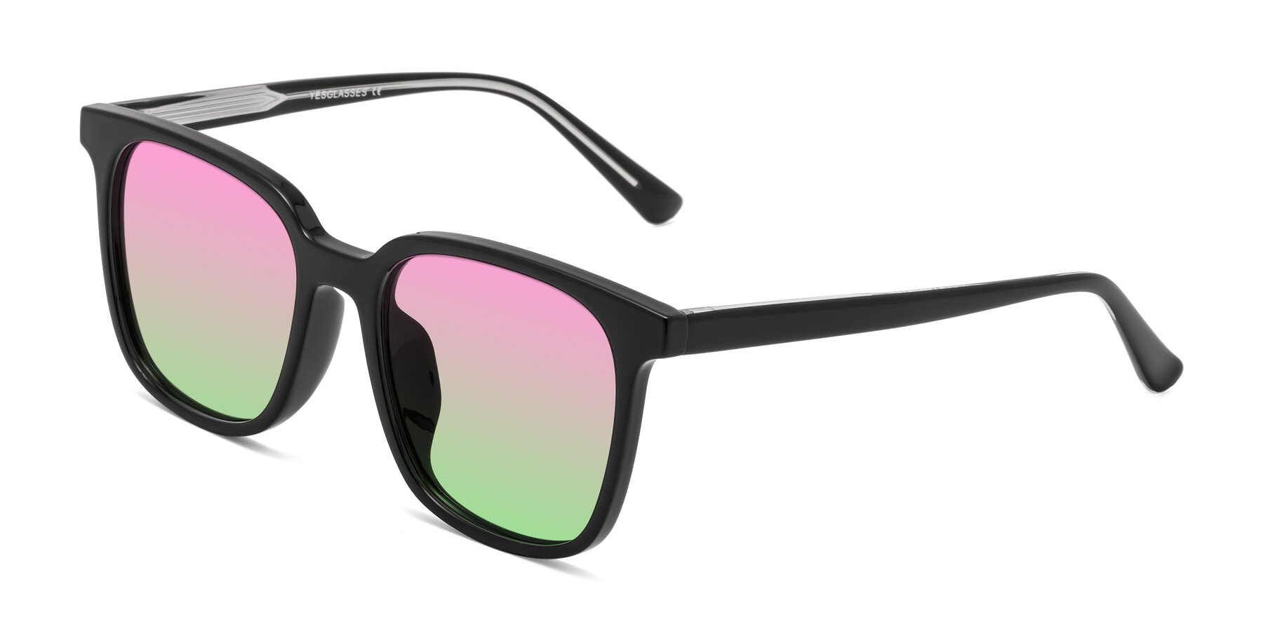 Angle of Jasmine in Black with Pink / Green Gradient Lenses